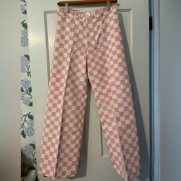 Pants - Pink and White Checkered Pants by SZ BLOCKPRINTS